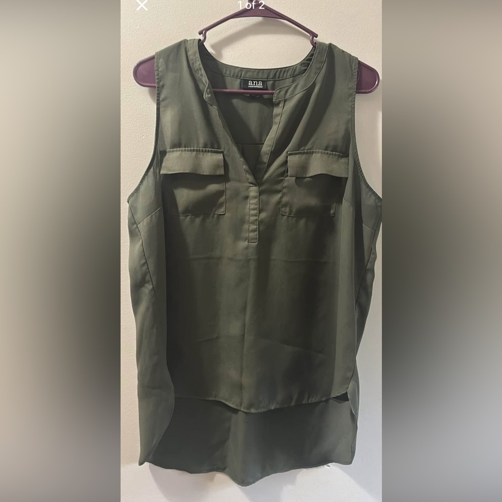 a.n.a Olive Green V-Neck Tank Top